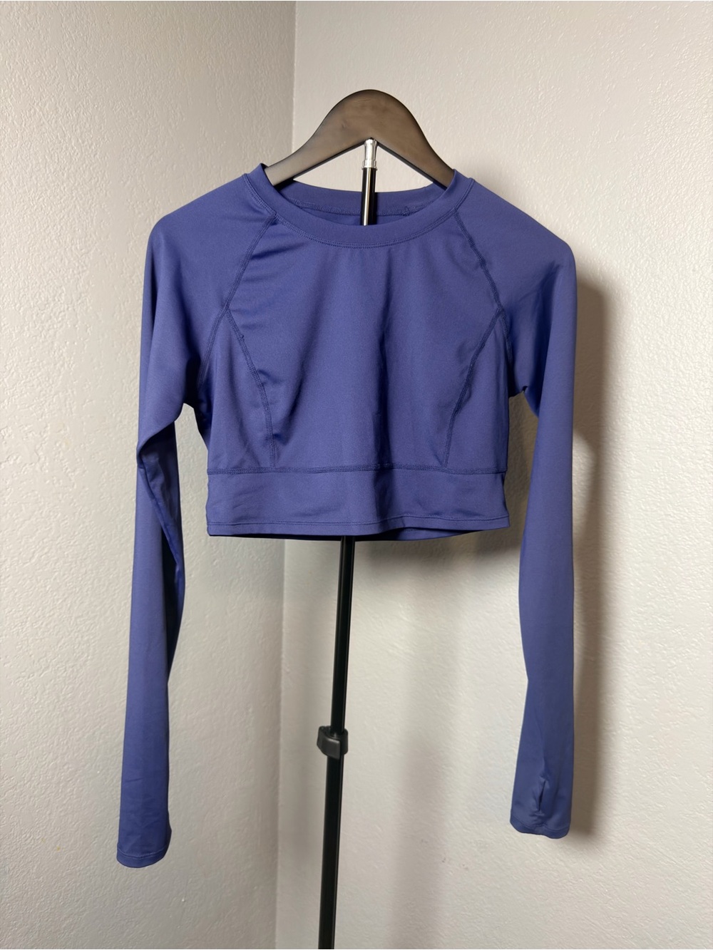 Long-Sleeve Cropped Active Top in Deep Purple